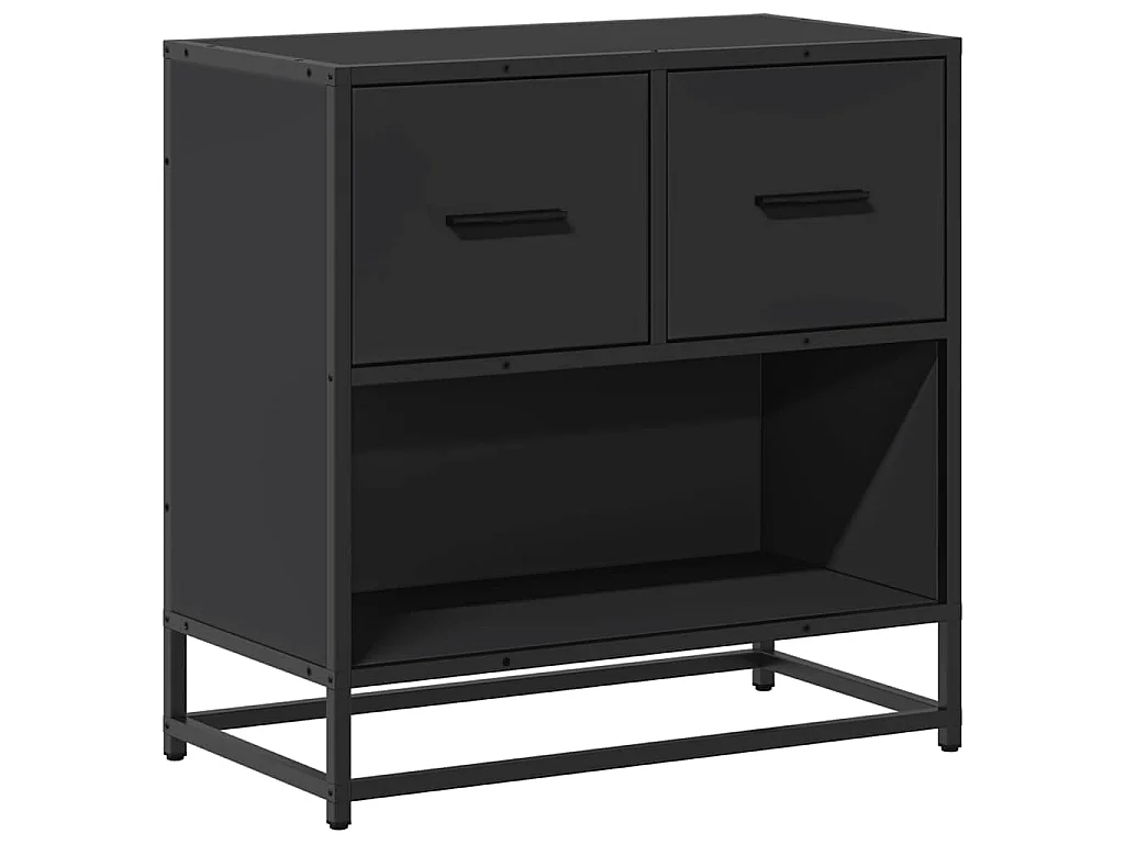 Comodino Nero 60x31x60 cm in Legno Multistrato e Metallo
