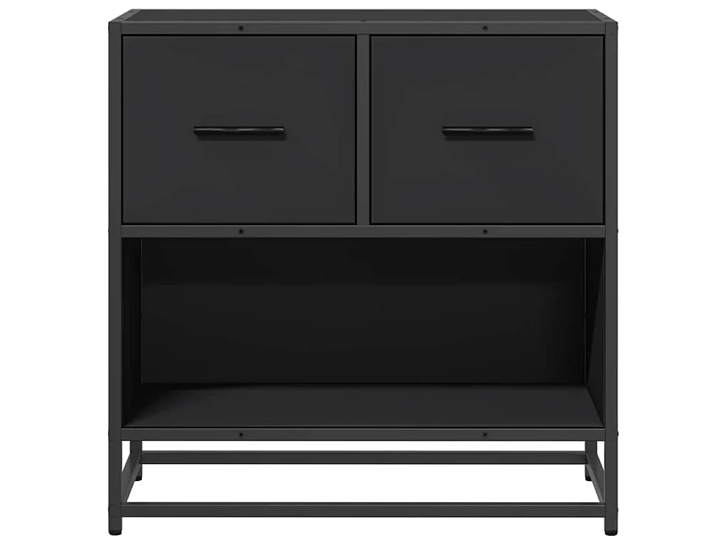 Comodino Nero 60x31x60 cm in Legno Multistrato e Metallo