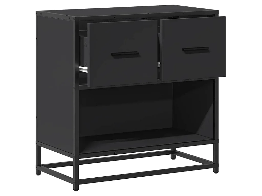 Comodino Nero 60x31x60 cm in Legno Multistrato e Metallo
