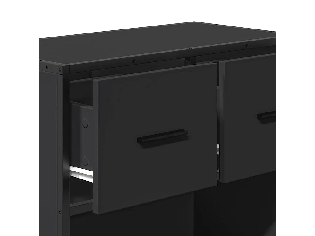 Comodino Nero 60x31x60 cm in Legno Multistrato e Metallo
