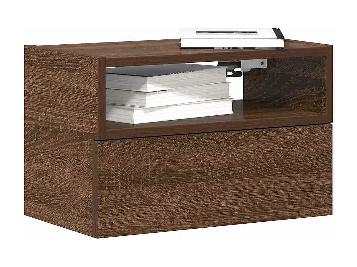 Mesa de cabeceira de parede 45x26x28,5 cm carvalho castanho