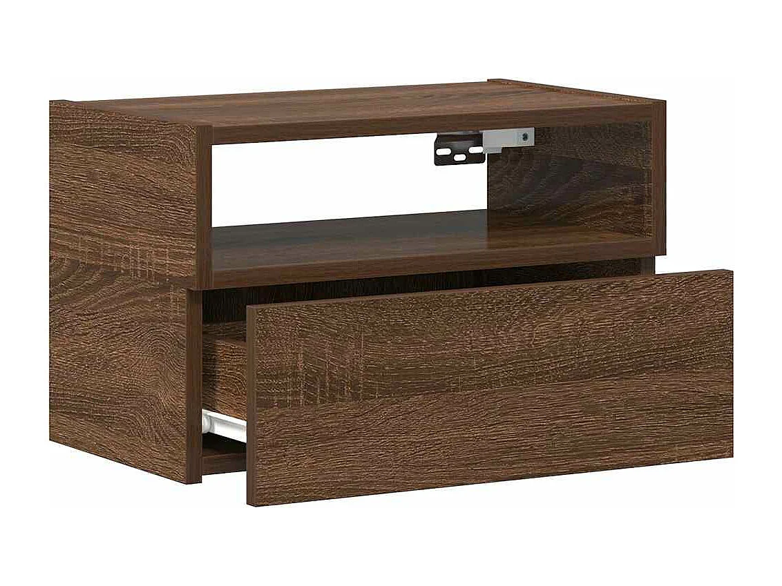 Mesa de cabeceira de parede 45x26x28,5 cm carvalho castanho