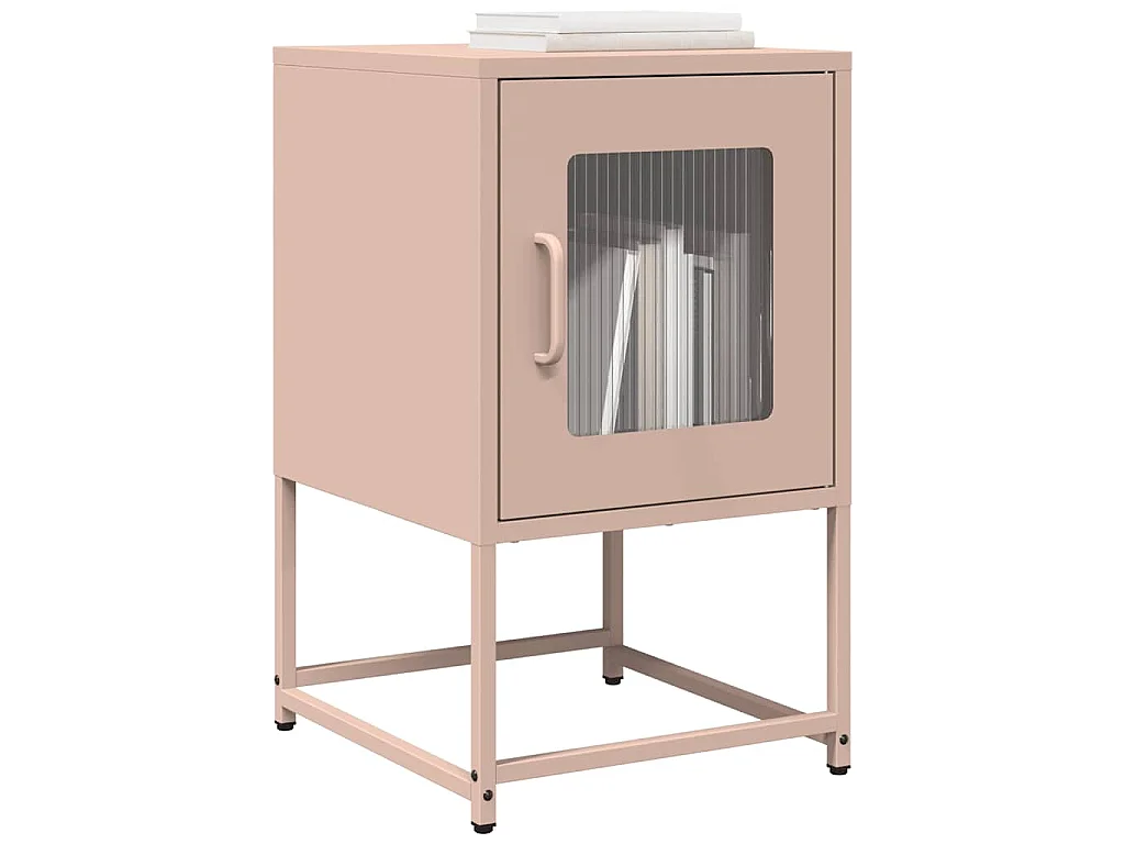 Comodino Rosa 36x39x60,5 cm in Acciaio Laminato a Freddo