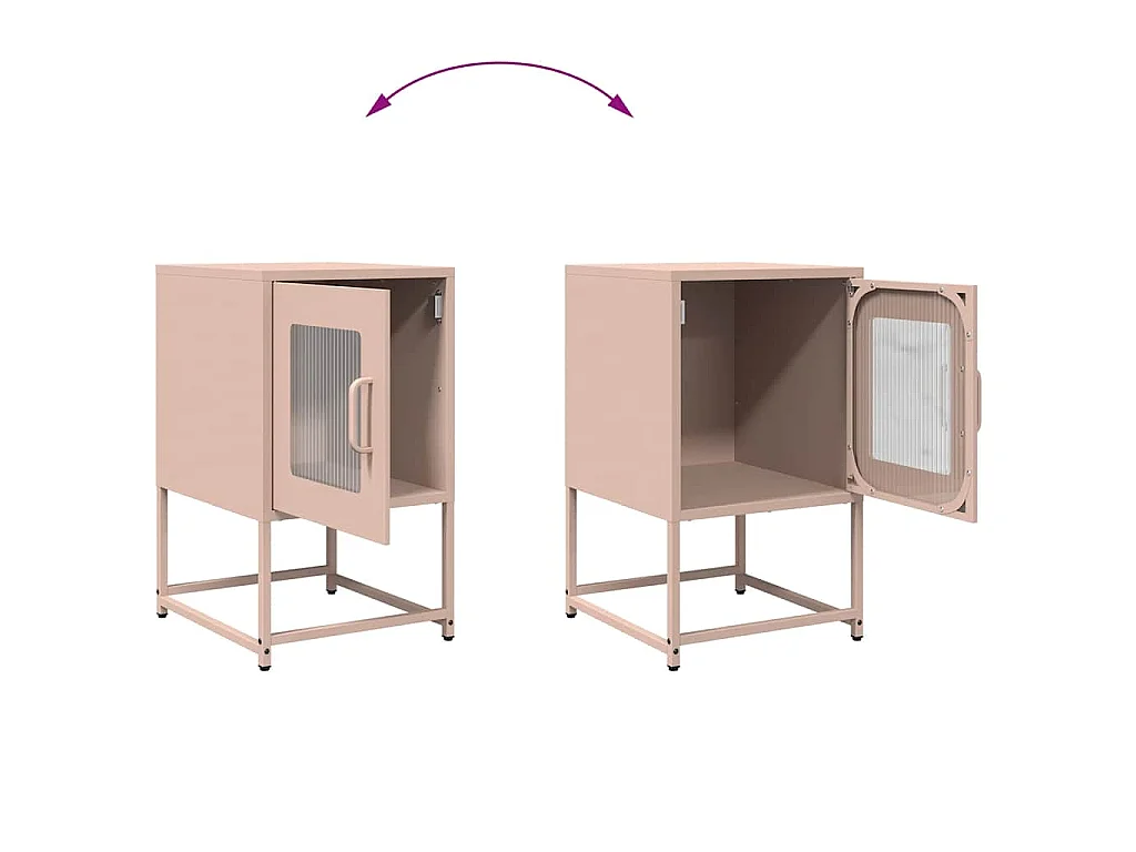 Comodino Rosa 36x39x60,5 cm in Acciaio Laminato a Freddo