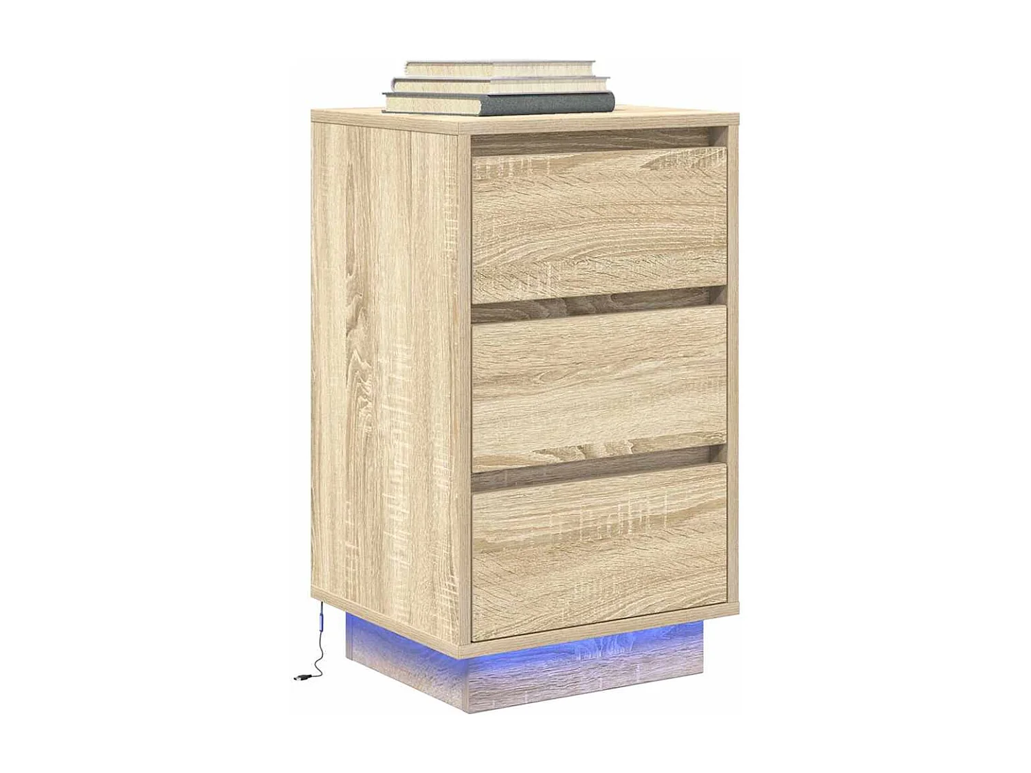 Comodino con Luci LED Rovere Sonoma 38x34x65 cm