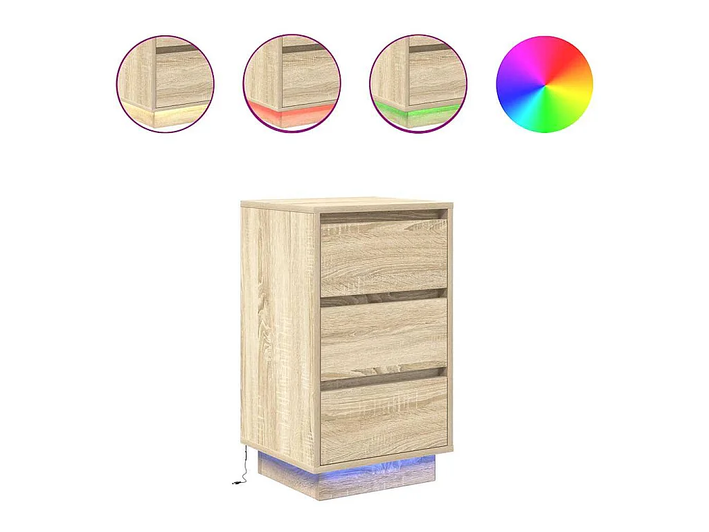 Nachttisch mit LED-Leuchten Sonoma-Eiche 38x34x65 cm