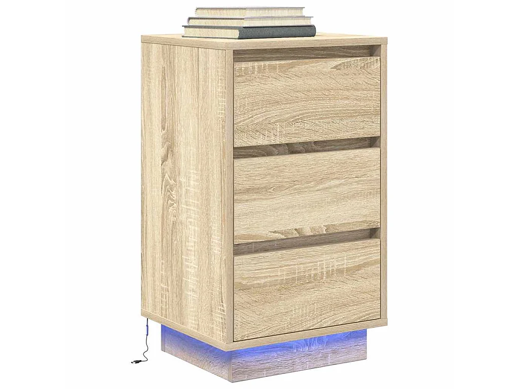 Nachttisch mit LED-Leuchten Sonoma-Eiche 38x34x65 cm