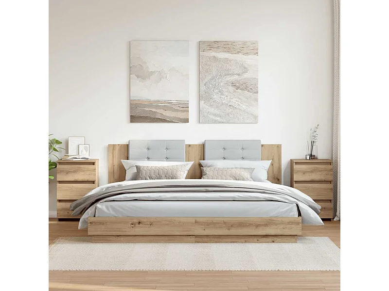 Tables de chevet 2 pcs chêne artisanal bois d'ingénierie