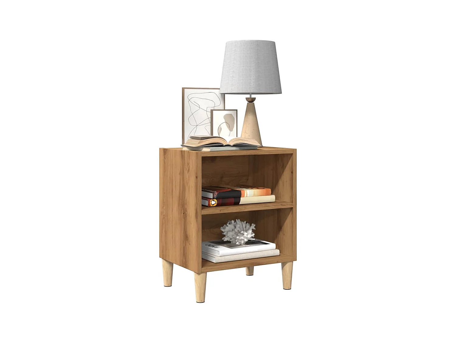 Table de chevet chêne artisanal 40x30x50 cm bois d'ingénierie
