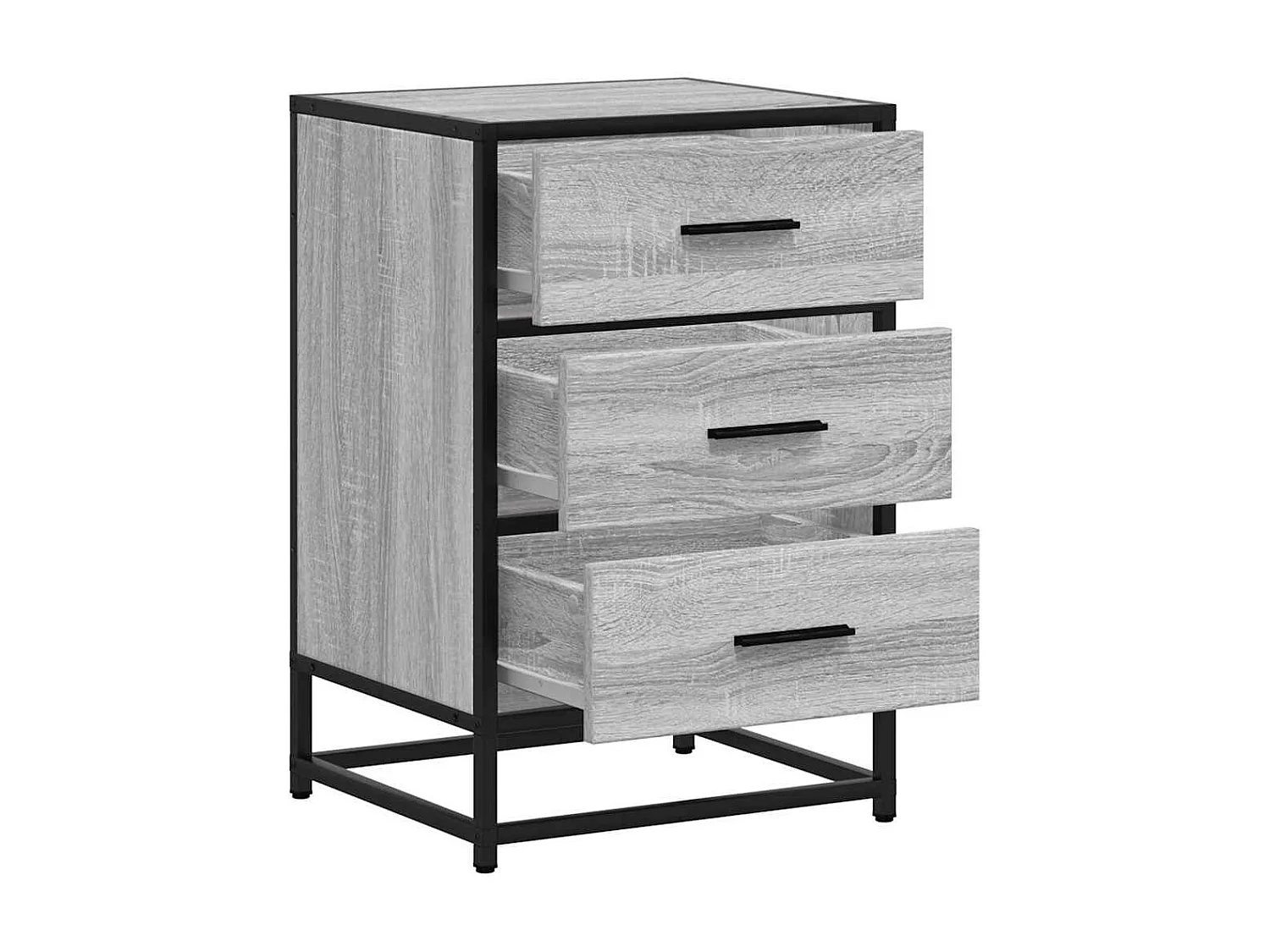 Table de chevet sonoma gris 40x34,5x60 cm bois ingénierie métal