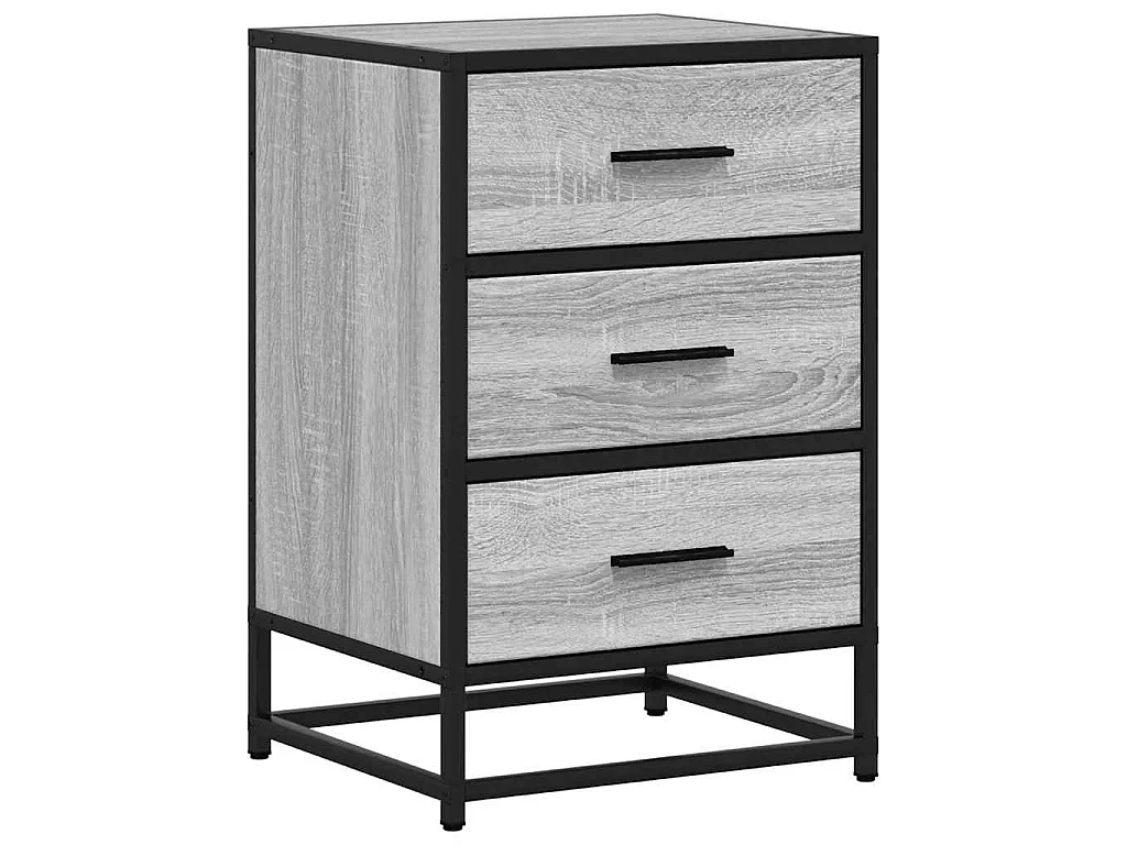 Table de chevet sonoma gris 40x34,5x60 cm bois ingénierie métal