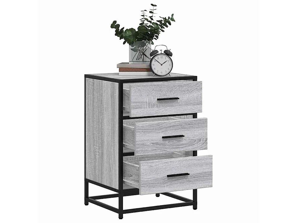Table de chevet sonoma gris 40x34,5x60 cm bois ingénierie métal