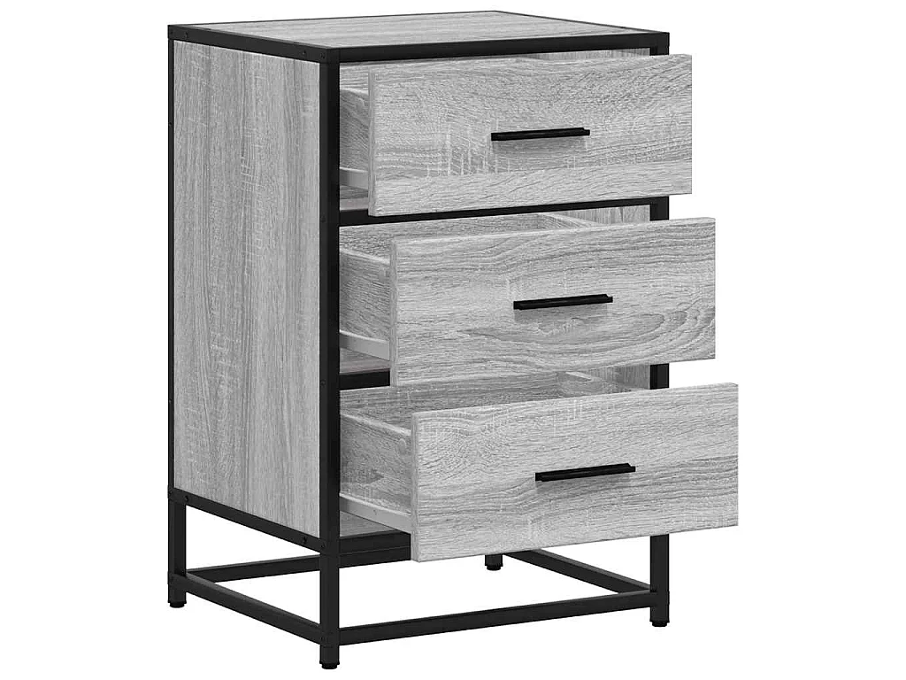 Table de chevet sonoma gris 40x34,5x60 cm bois ingénierie métal