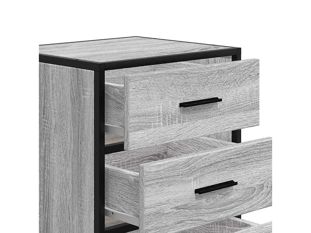 Table de chevet sonoma gris 40x34,5x60 cm bois ingénierie métal