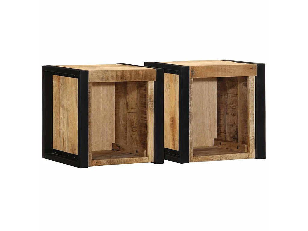 Tables de chevet 2 pcs 40x35x40 cm bois de manguier massif brut