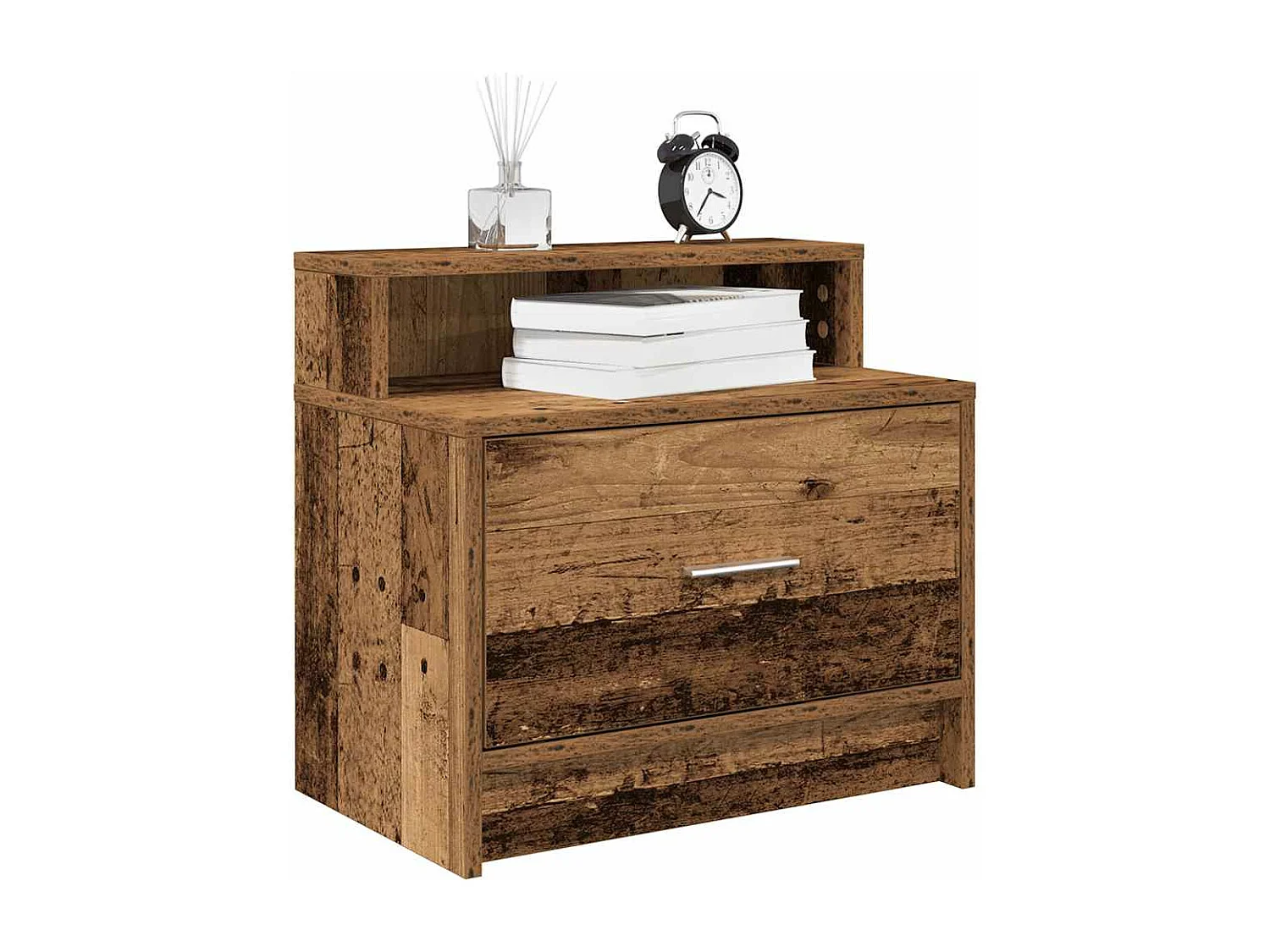 Table de chevet avec tiroir vieux bois 51x31x47 cm