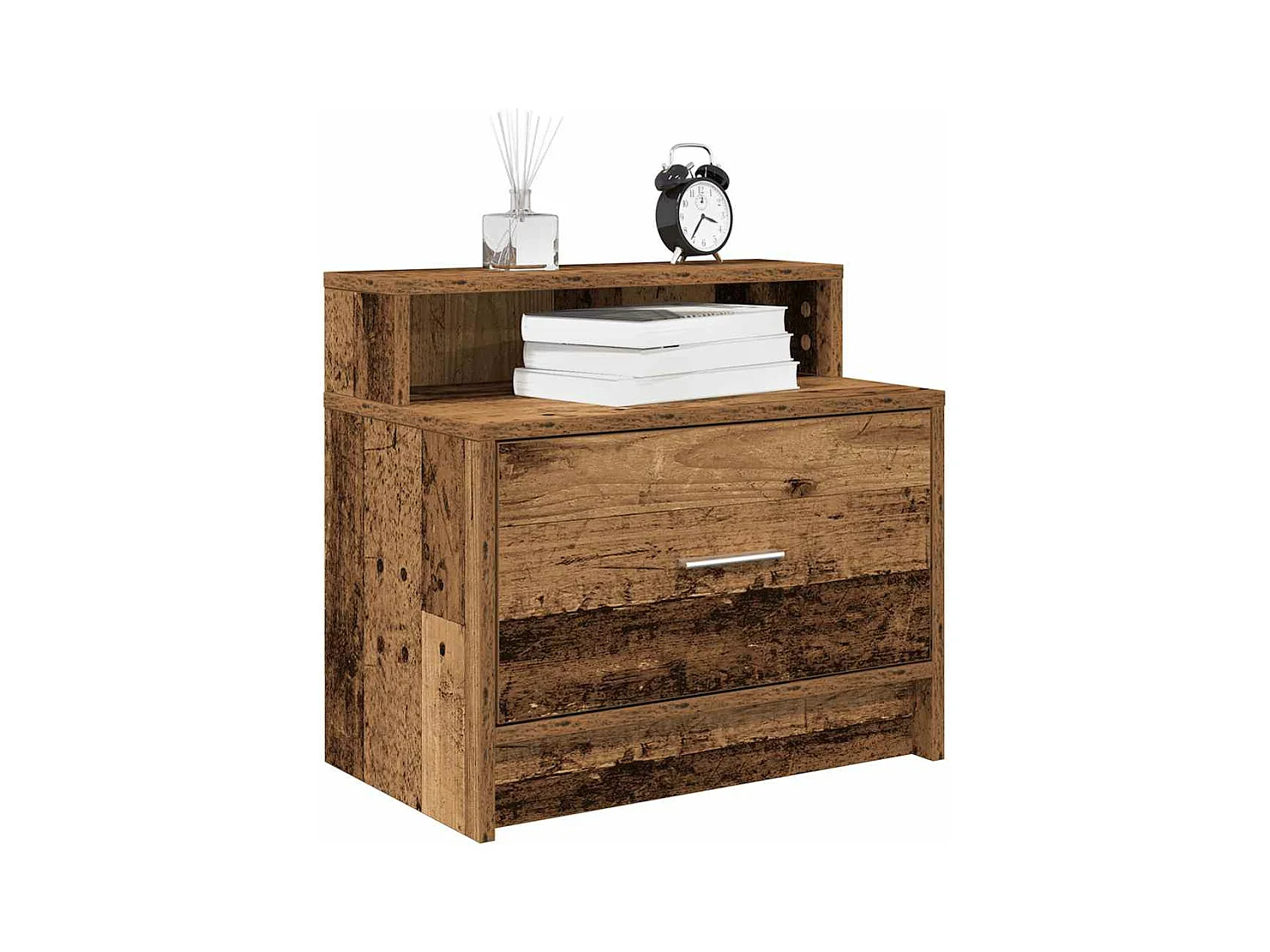 Table de chevet avec tiroir vieux bois 51x31x47 cm
