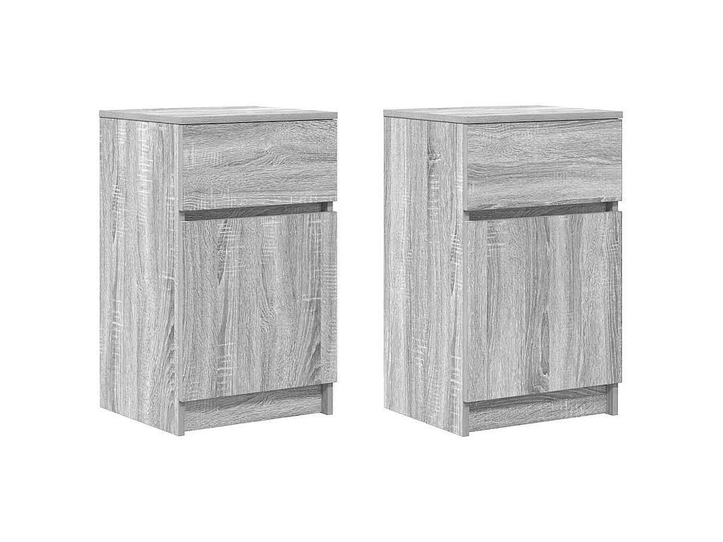 Nachtkastjes 2 st 39x35x65 cm bewerkt hout grijs sonoma eiken