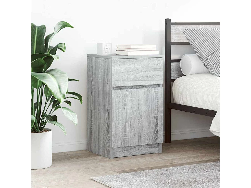 Nachtkastjes 2 st 39x35x65 cm bewerkt hout grijs sonoma eiken
