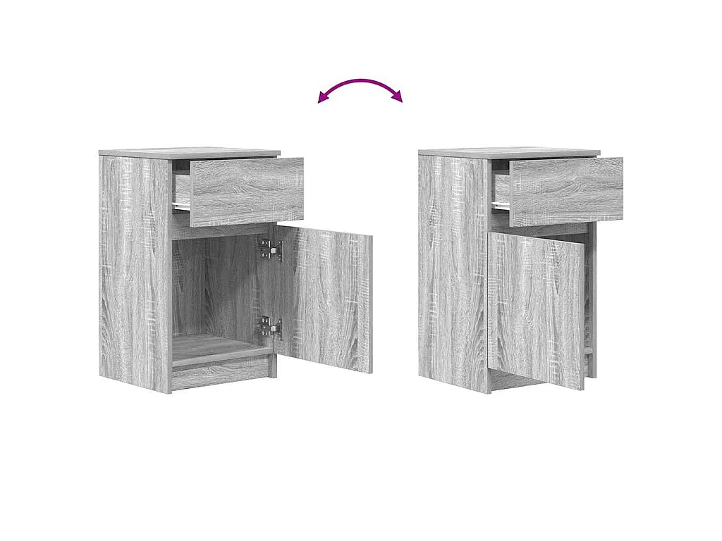 Nachtkastjes 2 st 39x35x65 cm bewerkt hout grijs sonoma eiken