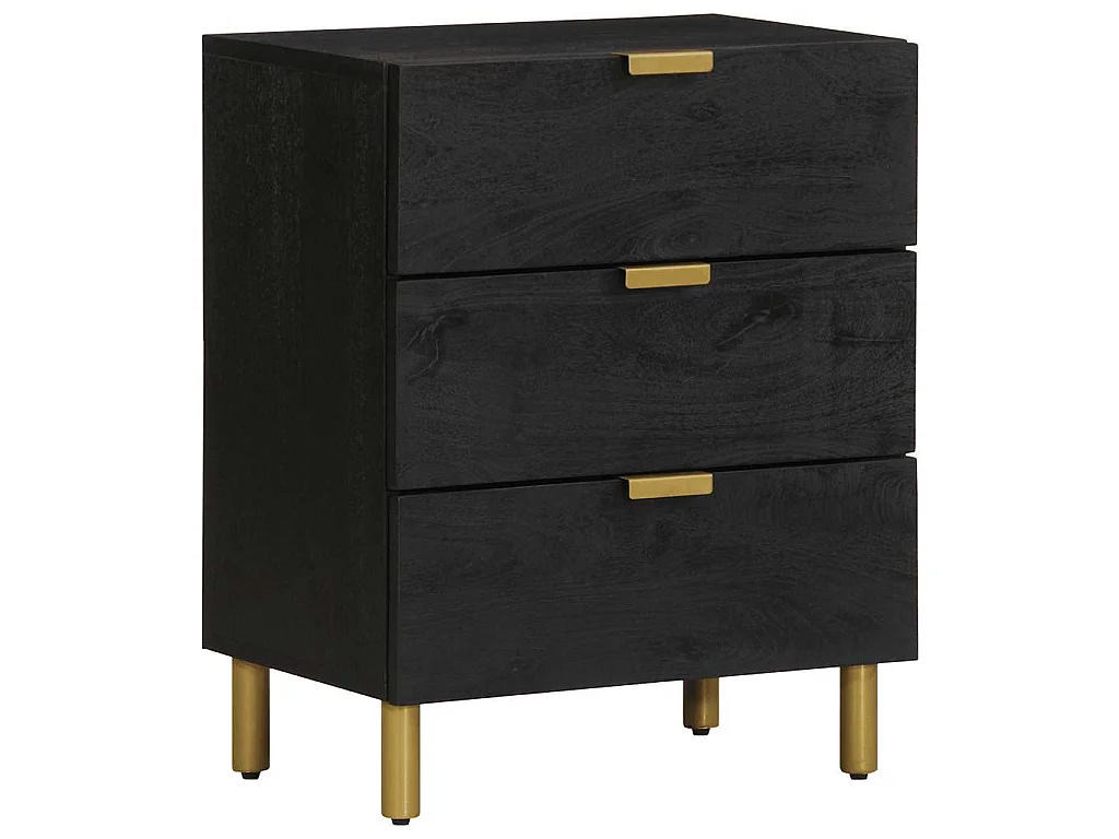 Table de chevet noir 50x33x62 cm bois d'ingénierie