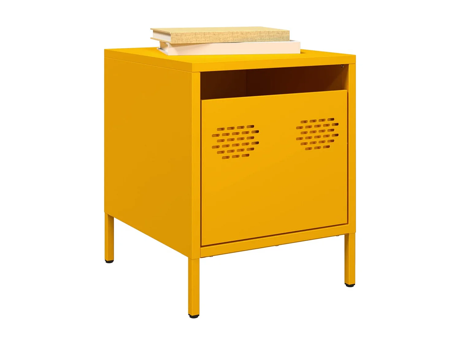 Table de chevet jaune moutarde 35x39x43,5 cm acier