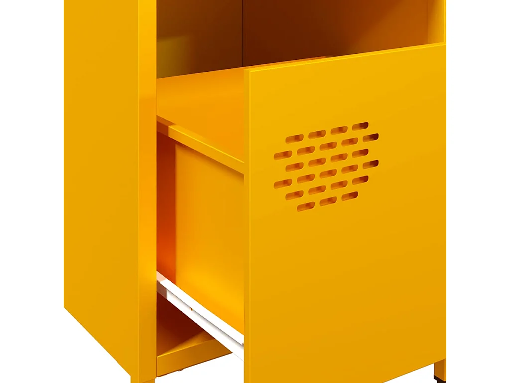 Table de chevet jaune moutarde 35x39x43,5 cm acier