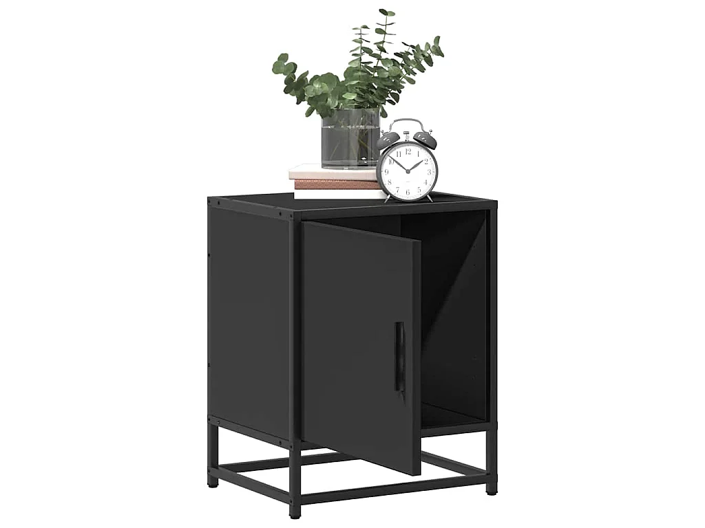 Table de chevet noir 40x31x50 cm bois d'ingénierie et métal