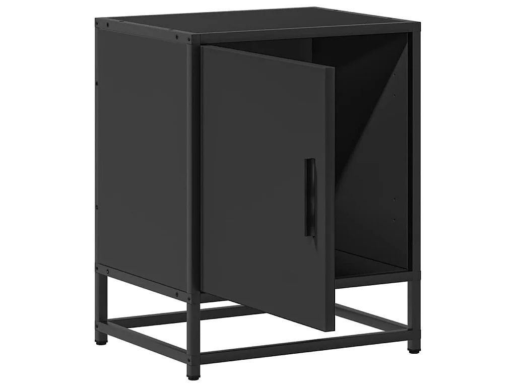 Table de chevet noir 40x31x50 cm bois d'ingénierie et métal