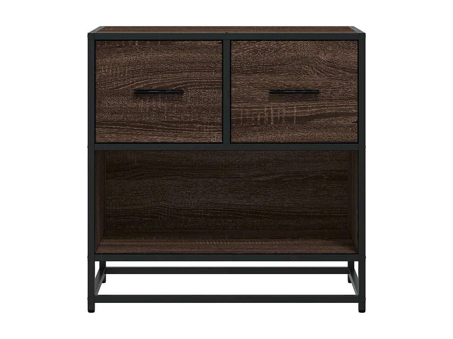 Table de chevet chêne marron 60x31x60 cm bois ingénierie métal