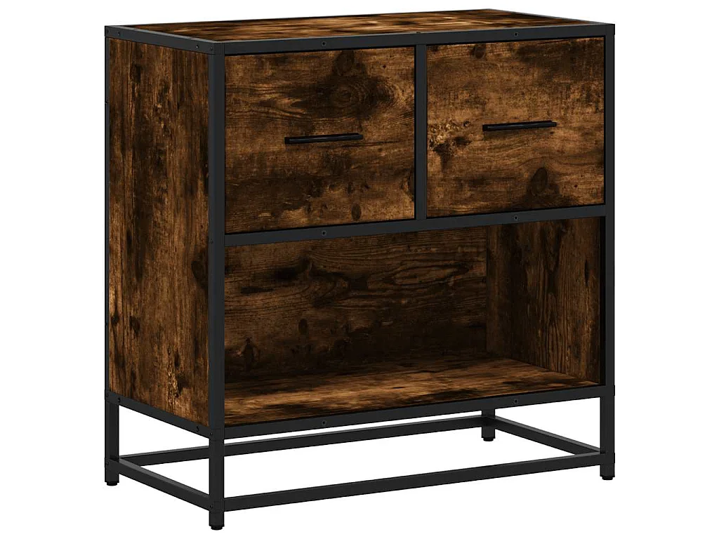 Nachtkastje 60x31x60 cm bewerkt hout en metaal gerookt eiken