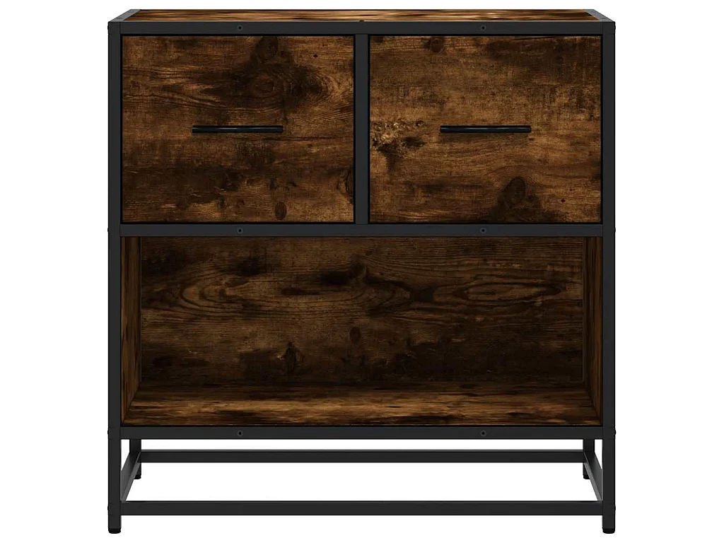 Nachtkastje 60x31x60 cm bewerkt hout en metaal gerookt eiken