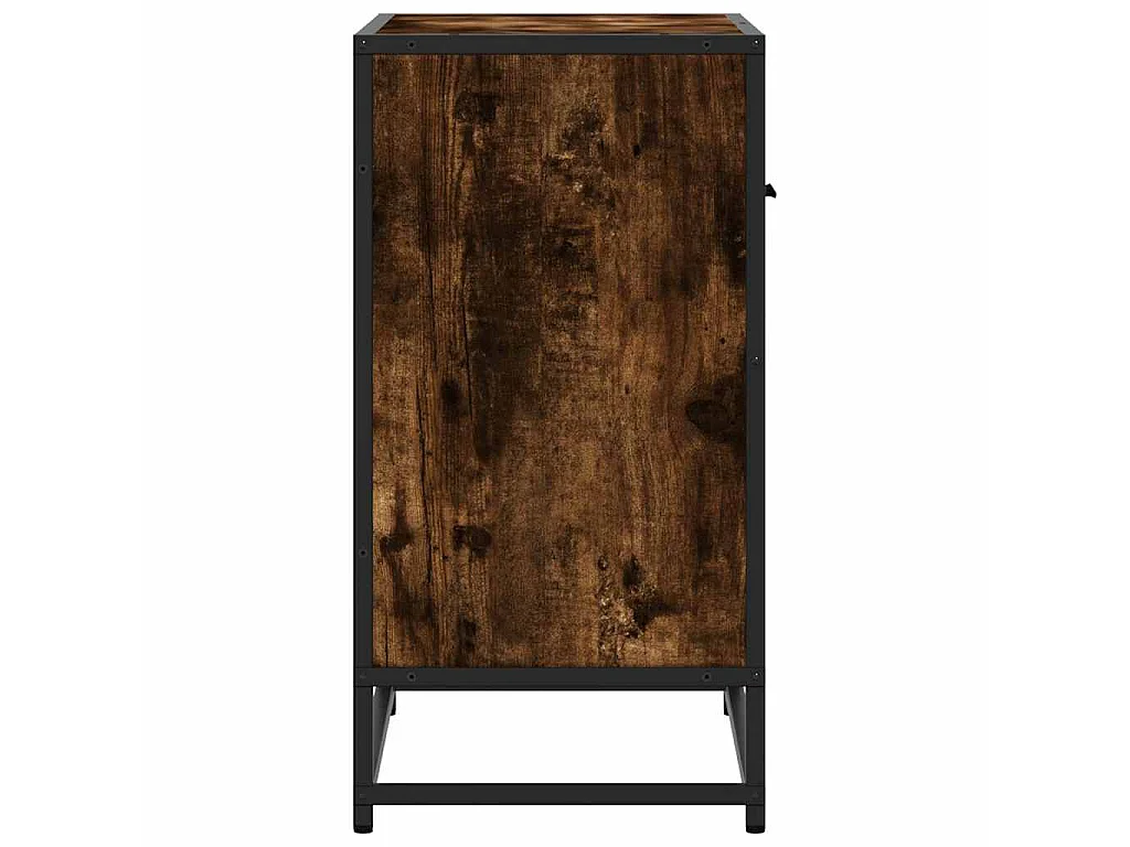 Nachtkastje 60x31x60 cm bewerkt hout en metaal gerookt eiken
