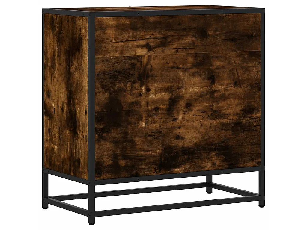 Nachtkastje 60x31x60 cm bewerkt hout en metaal gerookt eiken