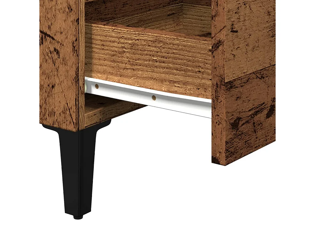 Table de chevet avec pieds en métal vieux bois 40x35x69 cm