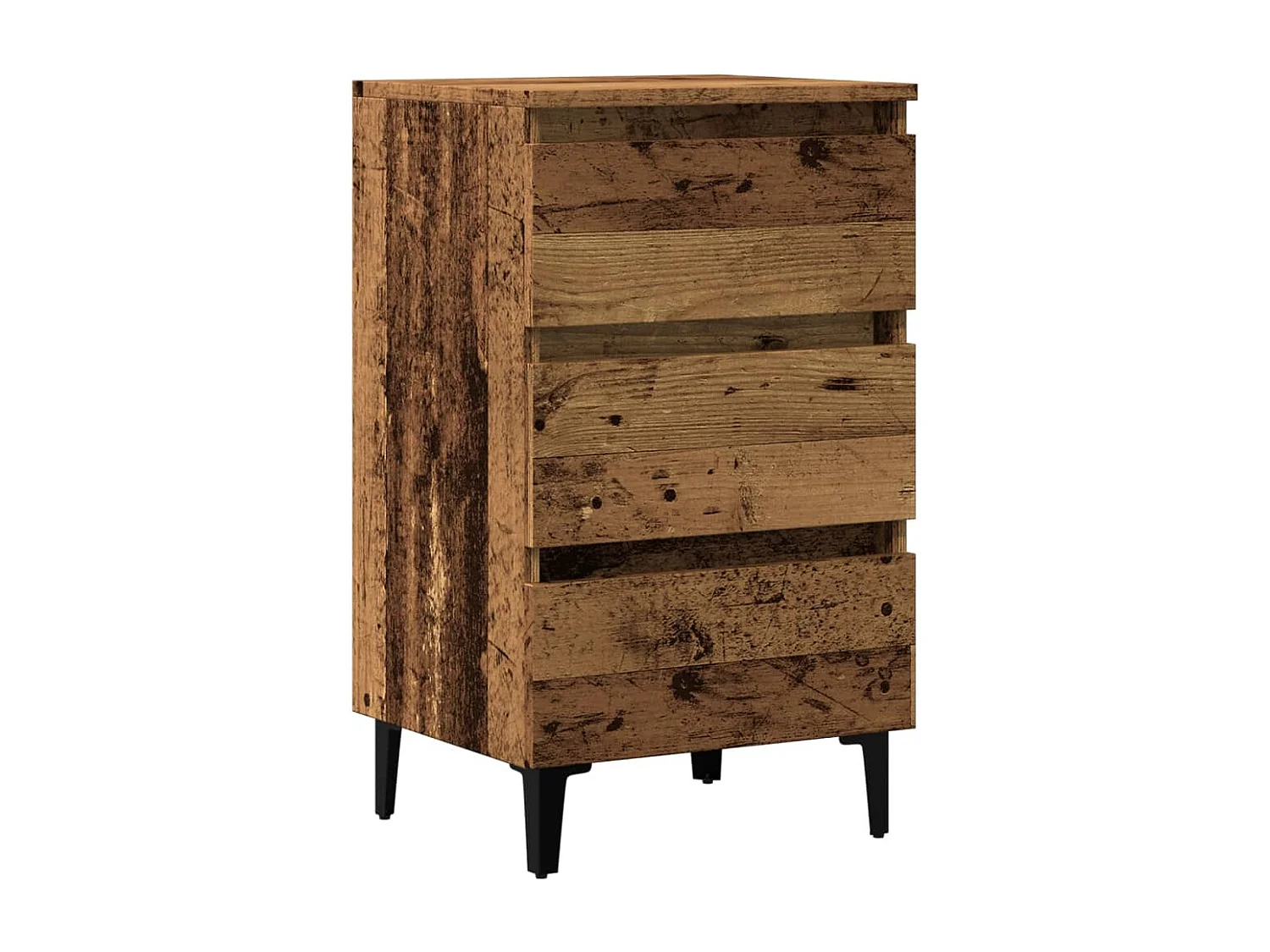 Comodino con Gambe in Metallo Legno Antico 40x35x69 cm