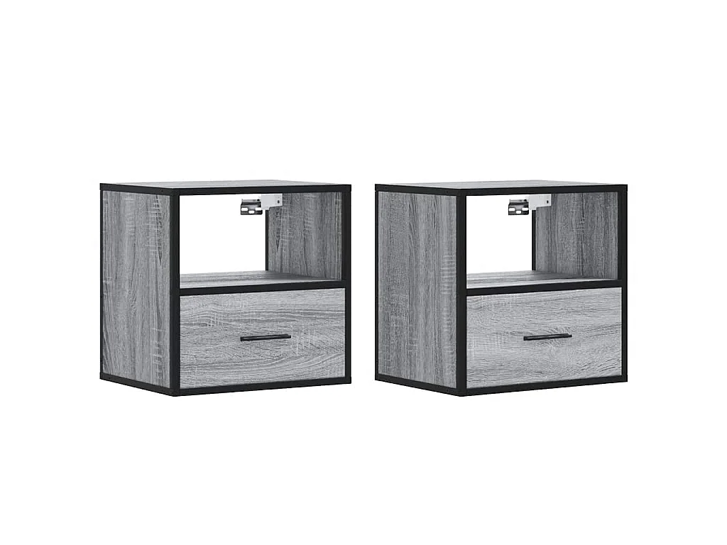 Wand-Nachttische 2 Stk. Grau Sonoma 40x31x39,5 cm