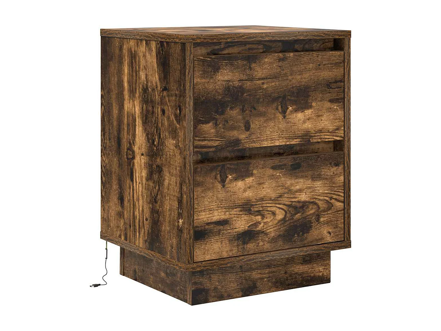 Tables de chevet avec lumières LED 2pcs chêne fumé 38x34x50 cm