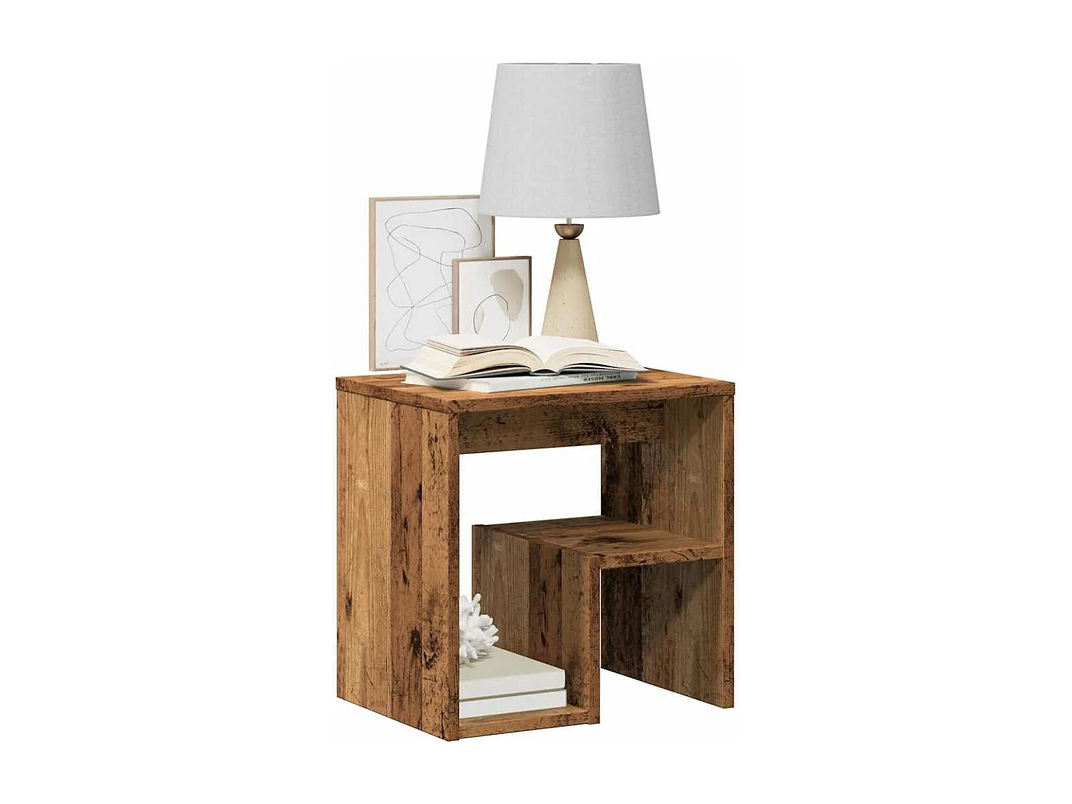 Table de chevet vieux bois 40x30x40 cm bois d'ingénierie