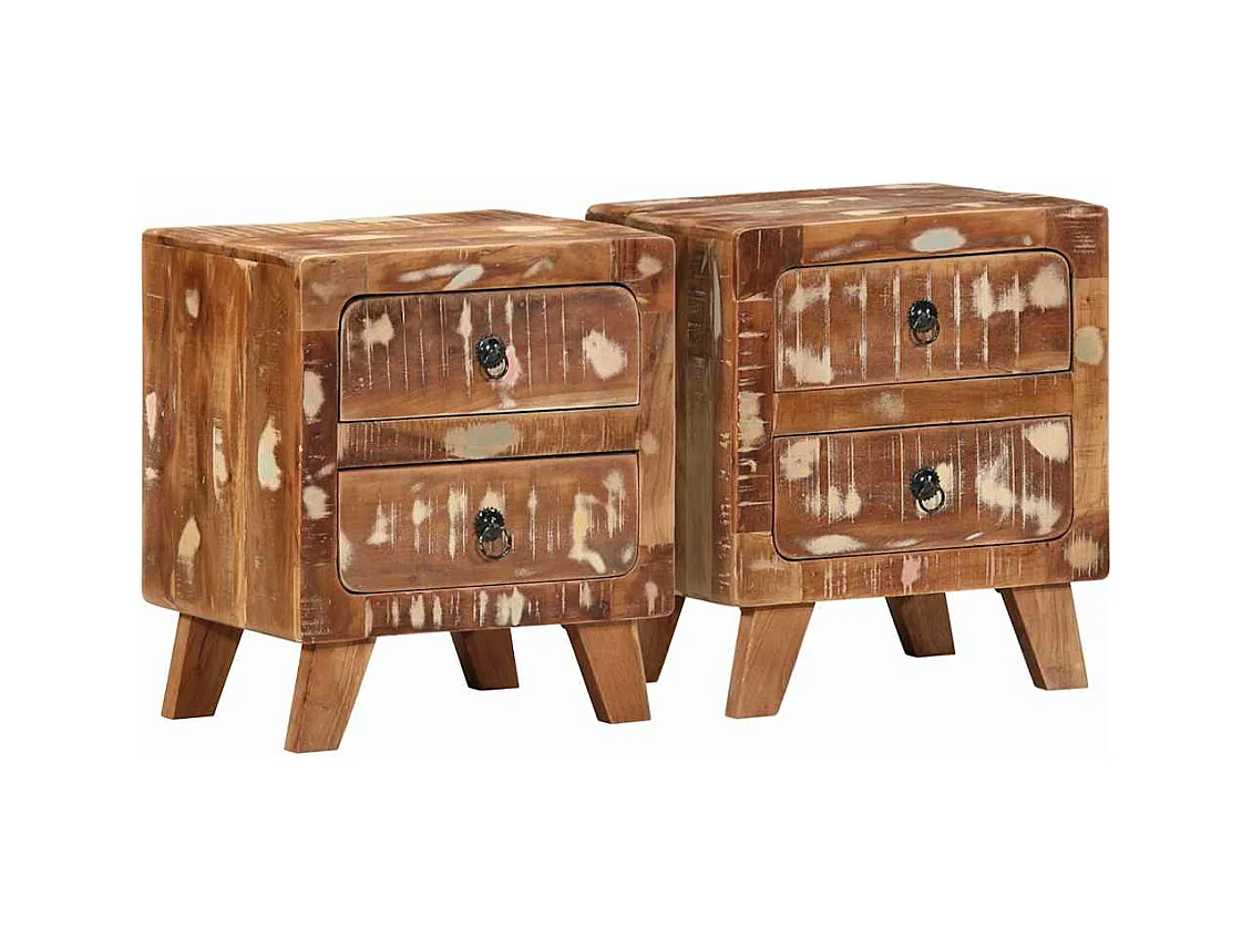 Table de chevet 2 pcs 40x32x46 cm bois massif de récupération