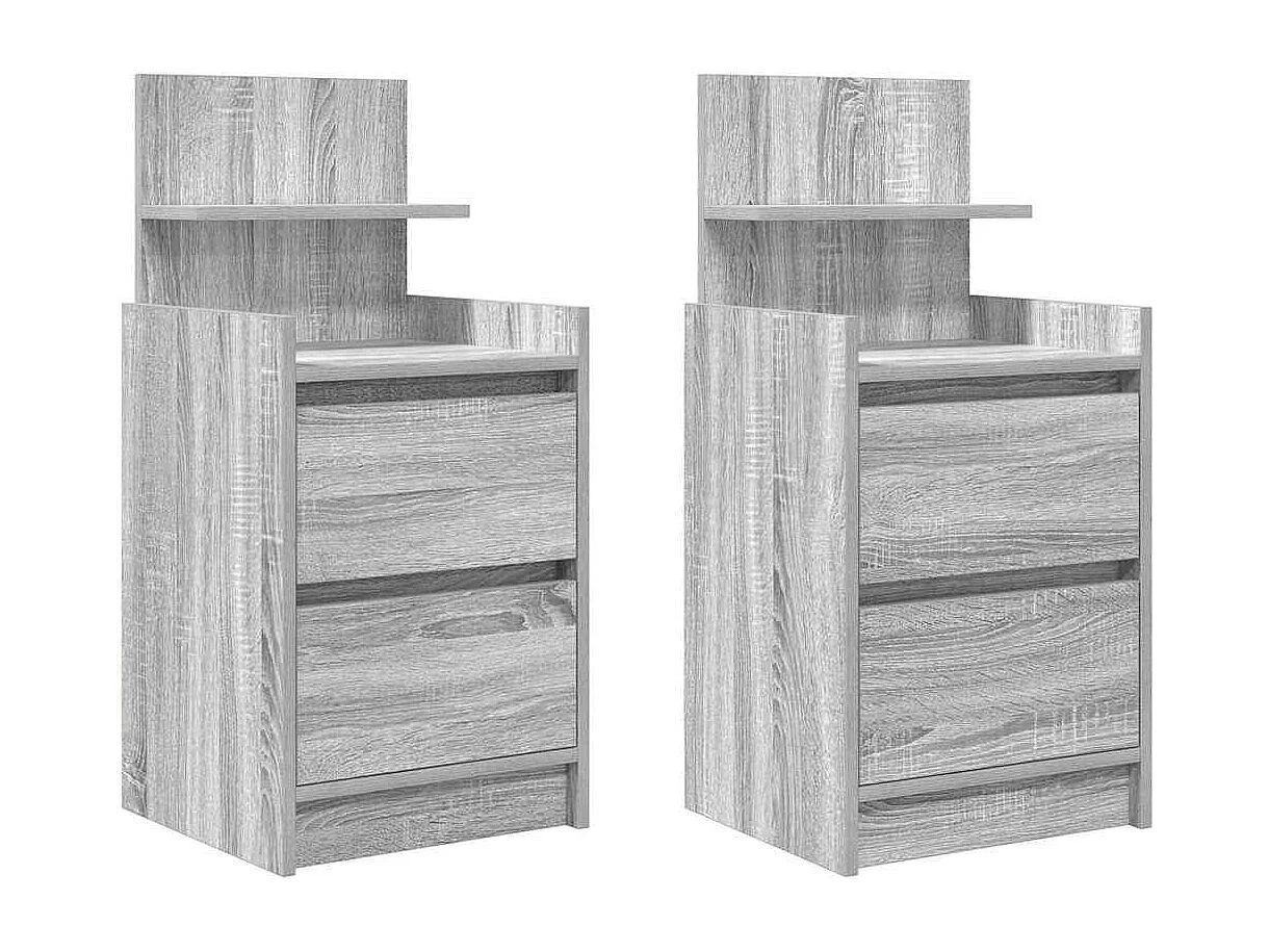 Nachtkastjes met 2 lades 2 st 38x34x80 cm grijs sonoma