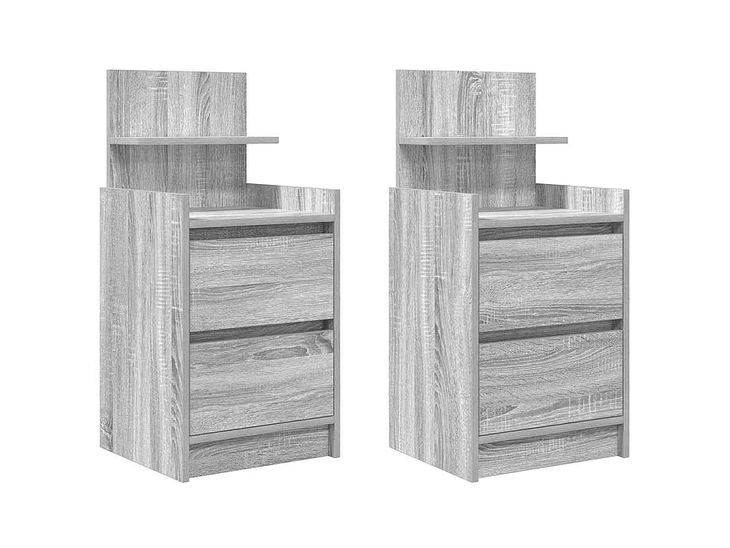 Nachtkastjes met 2 lades 2 st 38x34x80 cm grijs sonoma