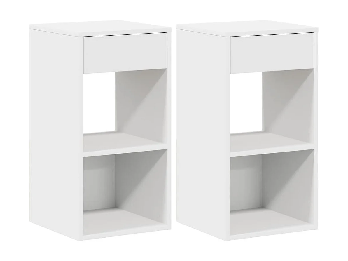 Nachttische mit Schublade 2 Stk. Weiß 35x34x66,5 cm