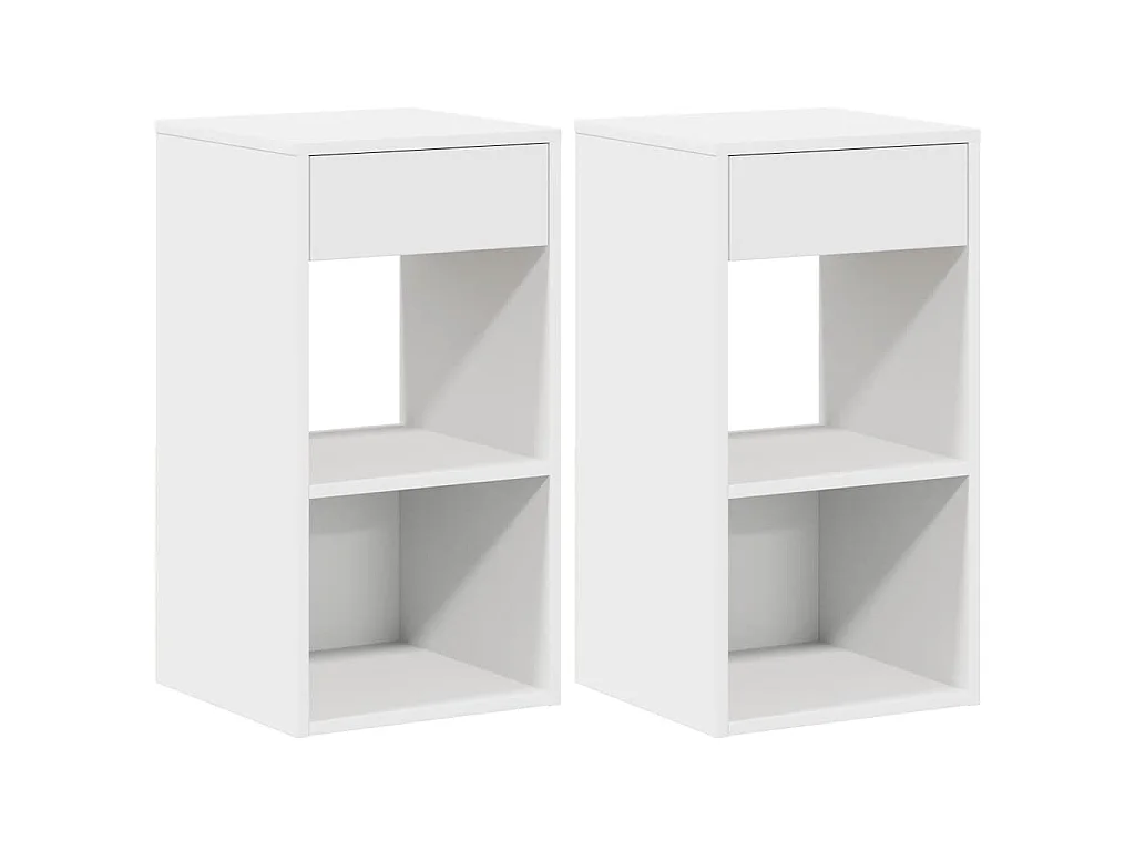 Nachttische mit Schublade 2 Stk. Weiß 35x34x66,5 cm