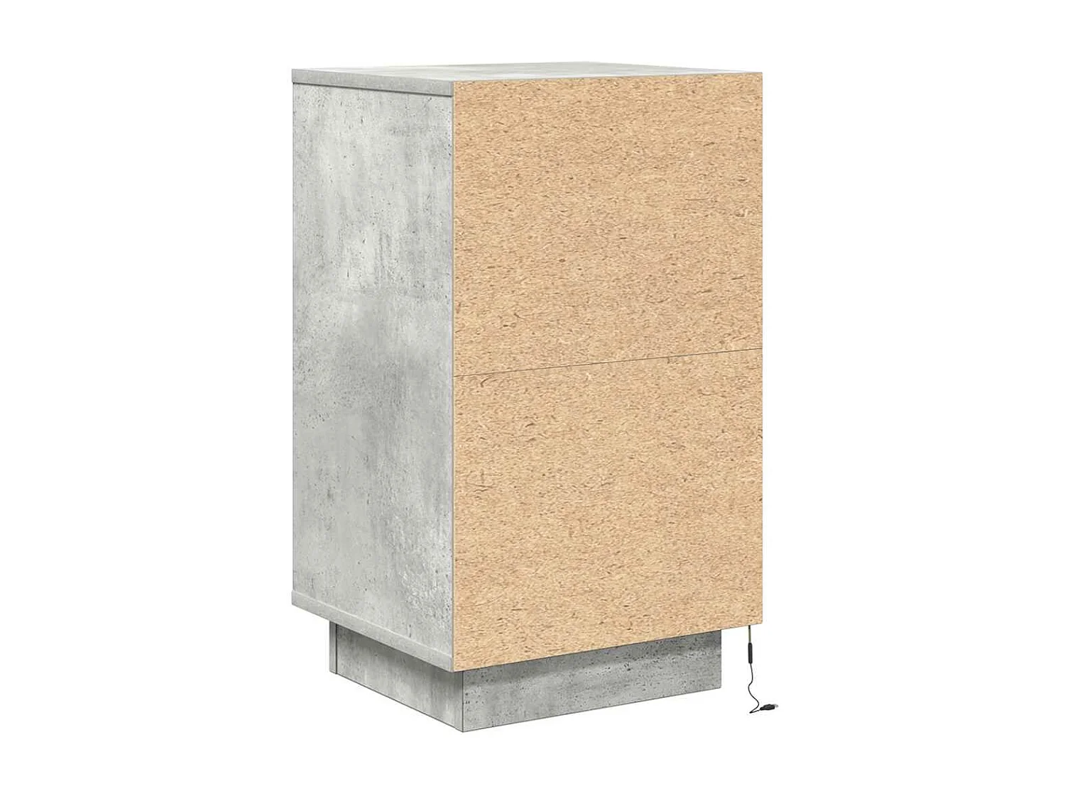 Mesa de cabeceira com luzes LED 38x34x65 cm cinzento-cimento