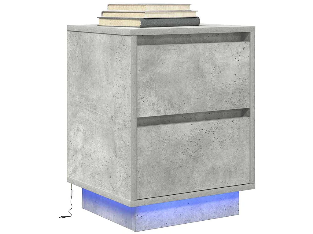 Nachtkastje met LED-verlichting 38x34x50 cm betongrijs