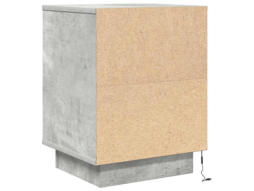 Nachtkastje met LED-verlichting 38x34x50 cm betongrijs
