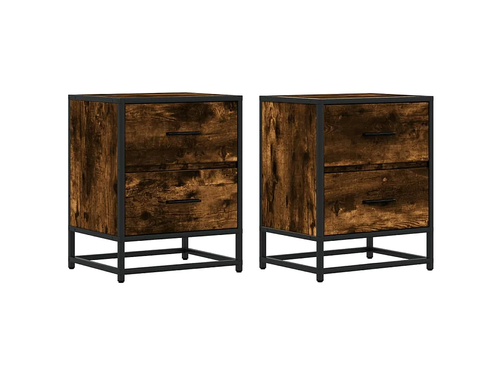 Nachtkastjes 2 st 40x31x50 cm bewerkt hout gerookt eikenkleurig