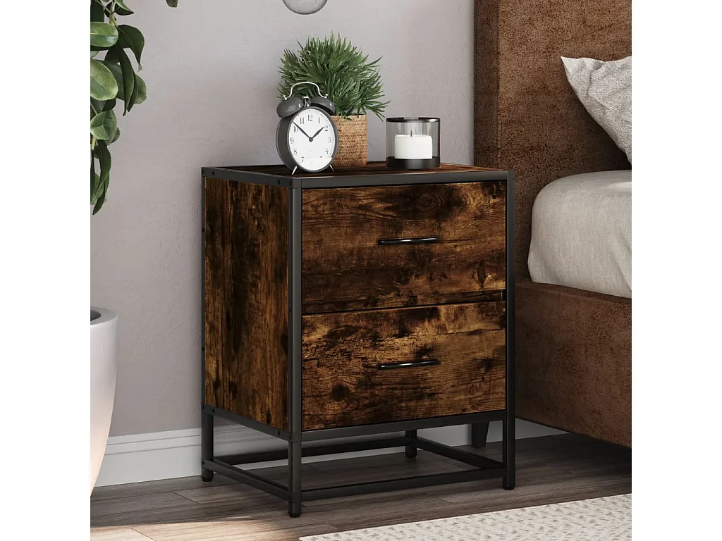 Nachtkastjes 2 st 40x31x50 cm bewerkt hout gerookt eikenkleurig
