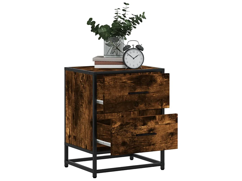Nachtkastjes 2 st 40x31x50 cm bewerkt hout gerookt eikenkleurig